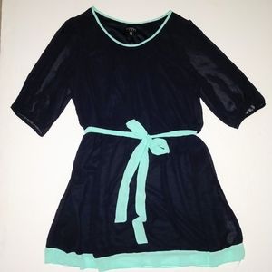 Women’s Navy Dress with Mint Trim and Belt